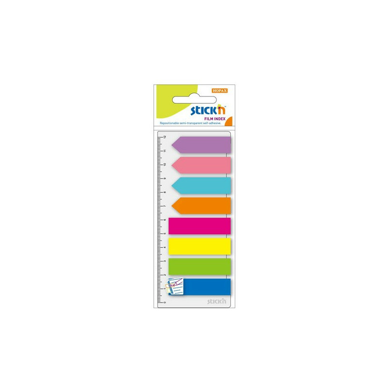 ZAKŁADKI STICK'N 12*45mm 8 KOLORÓW + LINIJKA (8*25)