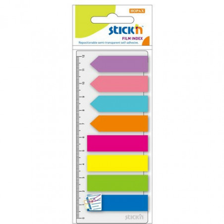 ZAKŁADKI STICK'N 12*45mm 8 KOLORÓW + LINIJKA (8*25)
