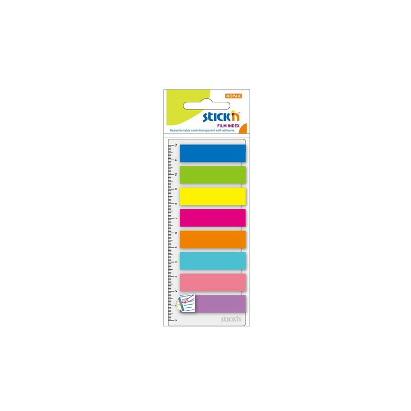 ZAKŁADKI STICK'N 12x45mm 8 KOLORÓW + LINIJKA (8x25