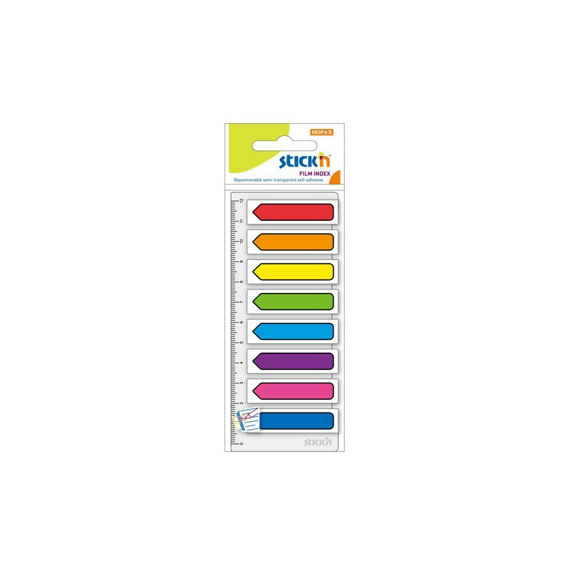 ZAKŁADKI STICK'N 12*45mm 8 KOLORÓW + LINIJKA (8*15)
