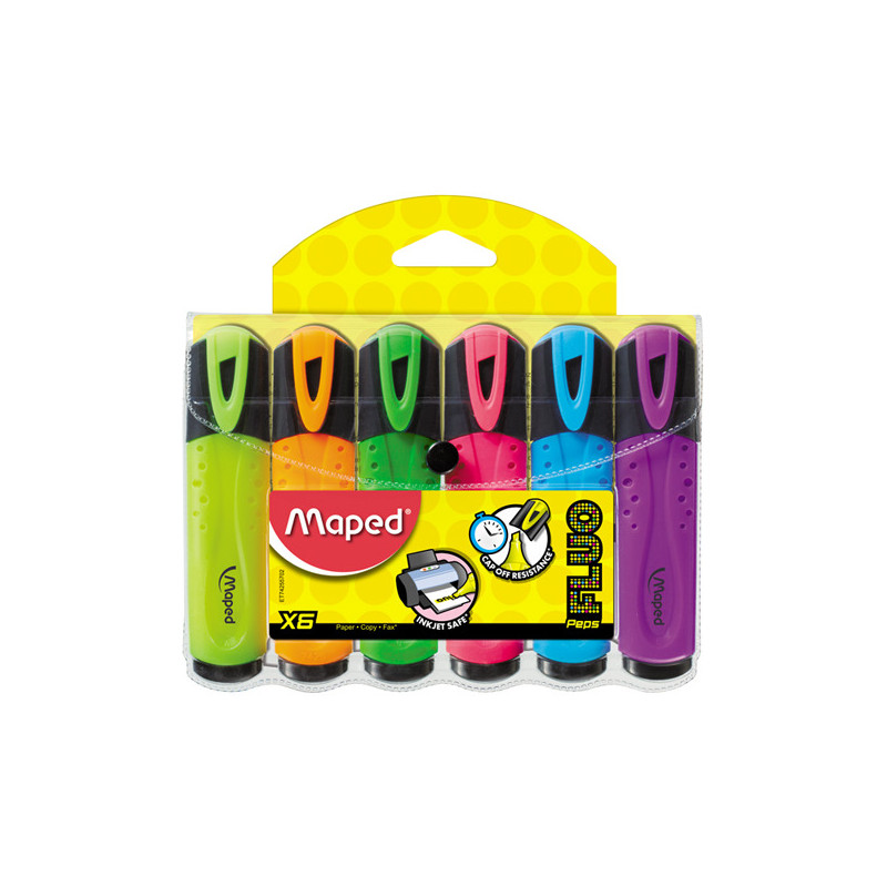 ZAKREŚLACZE MAPED FLUO PEPS 6 KOLORÓW