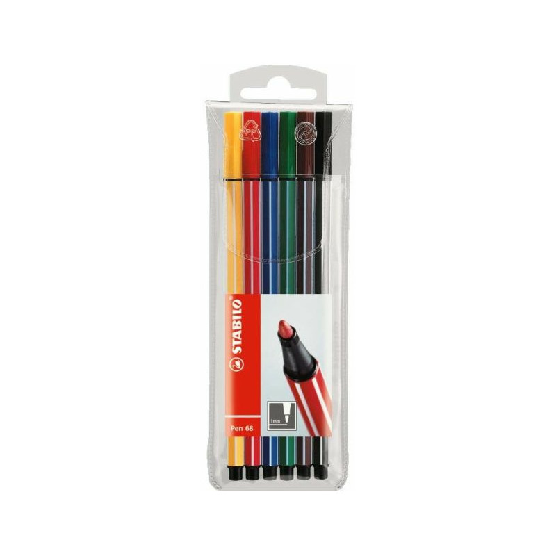 FLAMASTER STABILO PEN 68 6 KOLORÓW