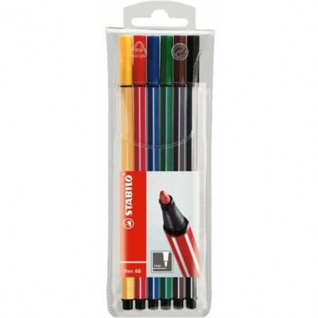 FLAMASTER STABILO PEN 68 6 KOLORÓW