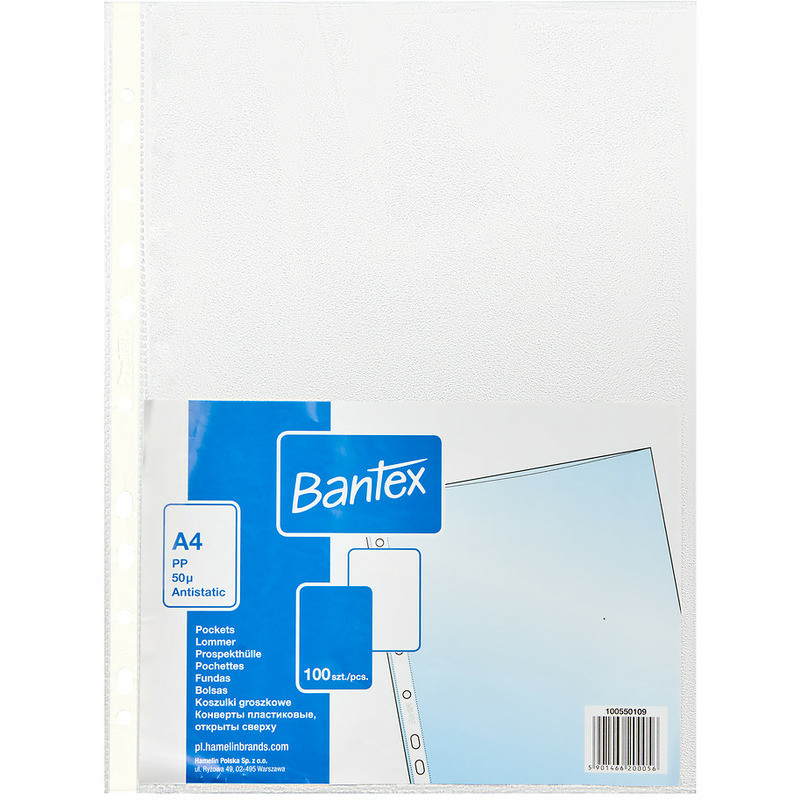 Koszulki Bantex A4/50µm groszkowe (100)