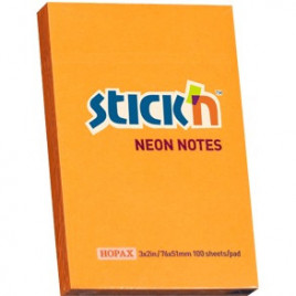 KARTECZKI STICK'N 51*76mm POMARAŃCZOWE NEON (100)