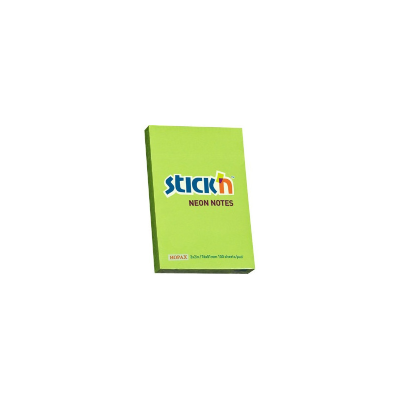 KARTECZKI STICK'N 51*76mm ZIELONE NEON (100)