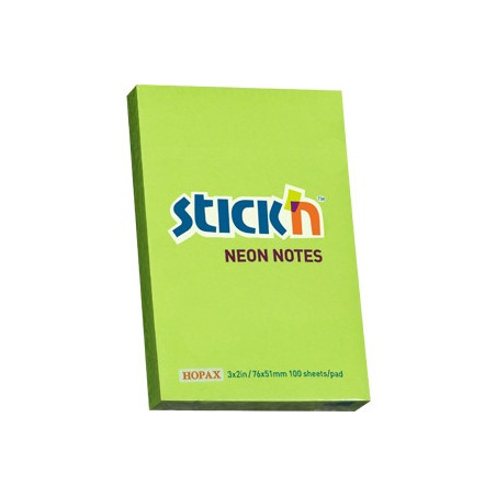 KARTECZKI STICK'N 51*76mm ZIELONE NEON (100)