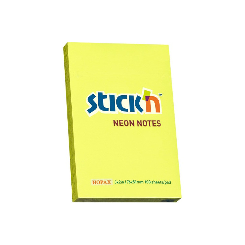 KARTECZKI STICK'N 51*76mm ŻÓŁTE NEON (100)