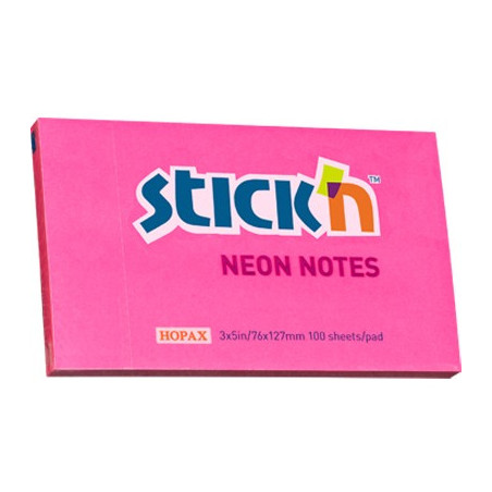 KARTECZKI STICK'N 76*127mm CIEMNORÓŻOWE NEON (100)