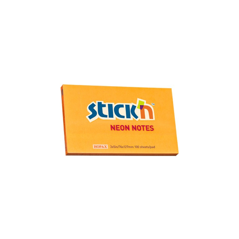 KARTECZKI STICK'N 76*127mm POMARAŃCZOWE NEON (100)