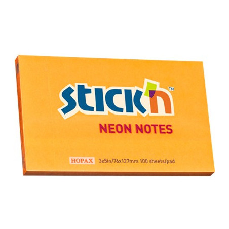KARTECZKI STICK'N 76*127mm POMARAŃCZOWE NEON (100)
