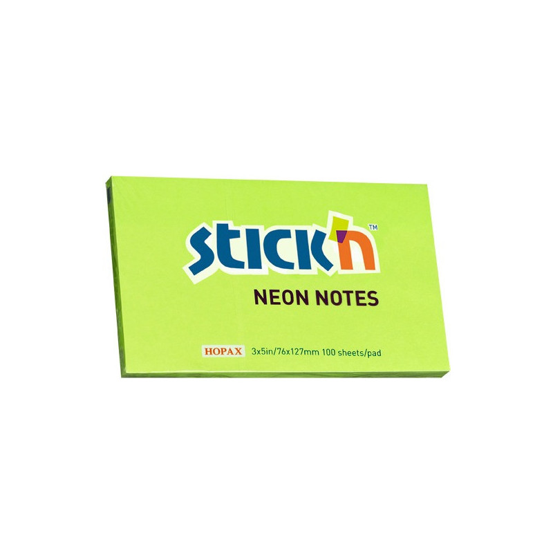 KARTECZKI STICK'N 76*127mm ZIELONE NEON (100)