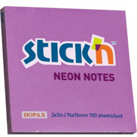 KARTECZKI STICK'N 76*76mm FIOLETOWE NEON (100)