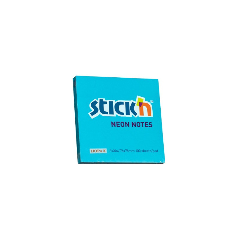 KARTECZKI STICK'N 76*76mm NIEBIESKIE NEON (100)