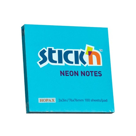KARTECZKI STICK'N 76*76mm NIEBIESKIE NEON (100)