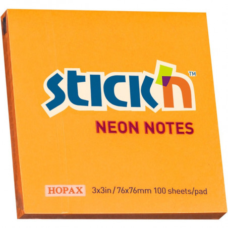 KARTECZKI STICK'N 76*76mm POMARAŃCZOWE NEON (100)