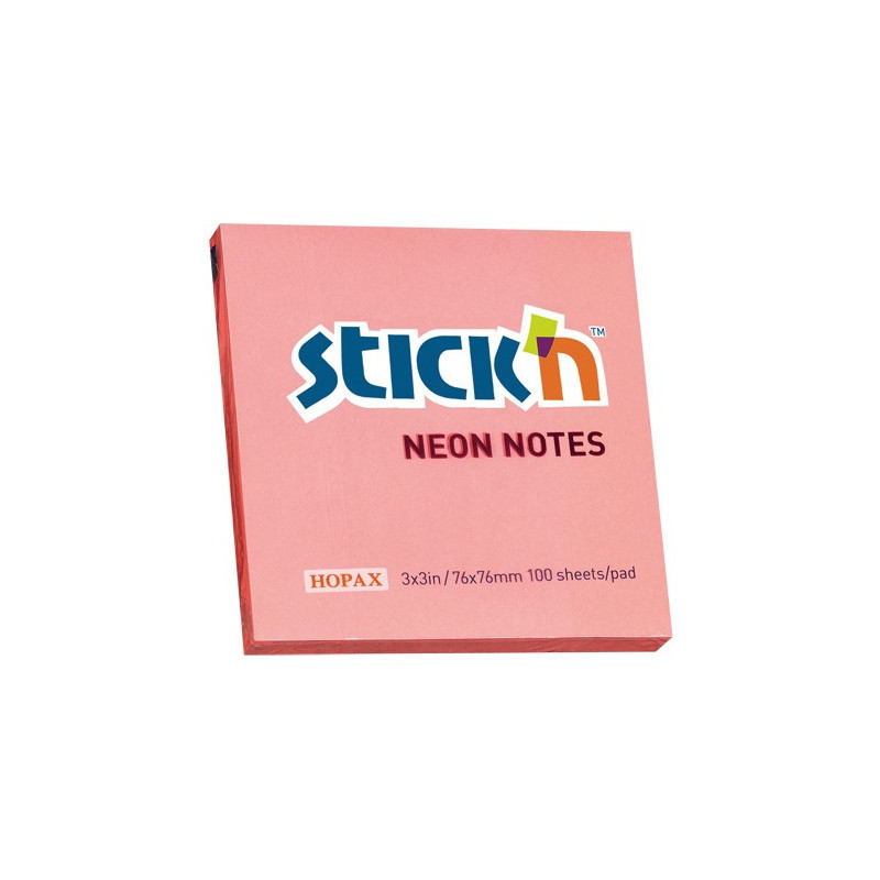 KARTECZKI STICK'N 76*76mm RÓŻOWE NEON (100)