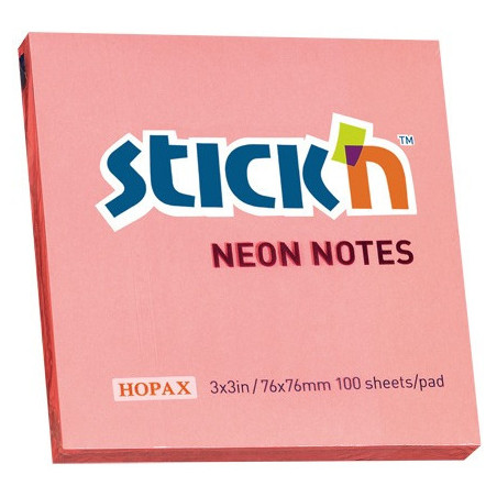 KARTECZKI STICK'N 76*76mm RÓŻOWE NEON (100)