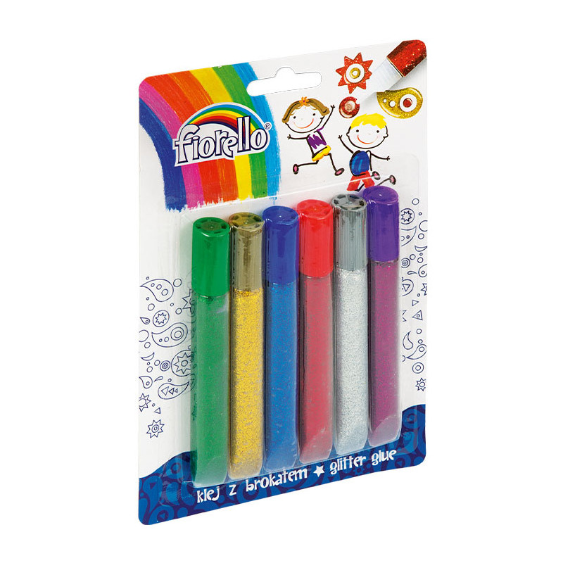 KLEJ Z BROKATEM FIORELLO 13ml*6 KOLORÓW