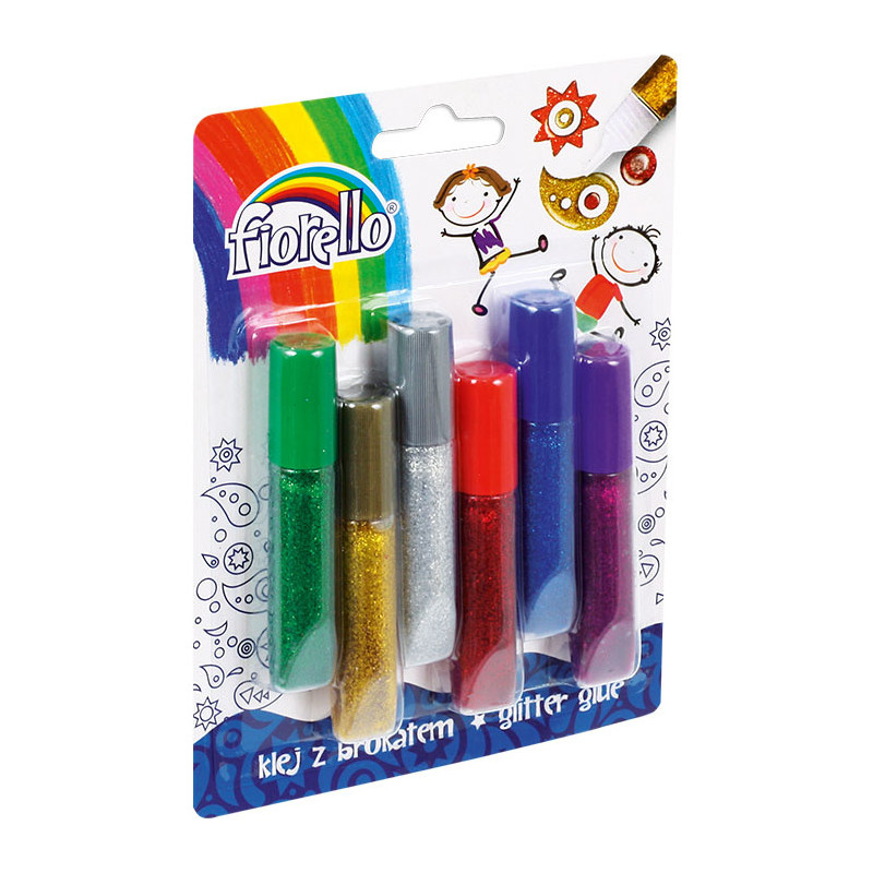 KLEJ Z BROKATEM FIORELLO 6ml*6 KOLORÓW