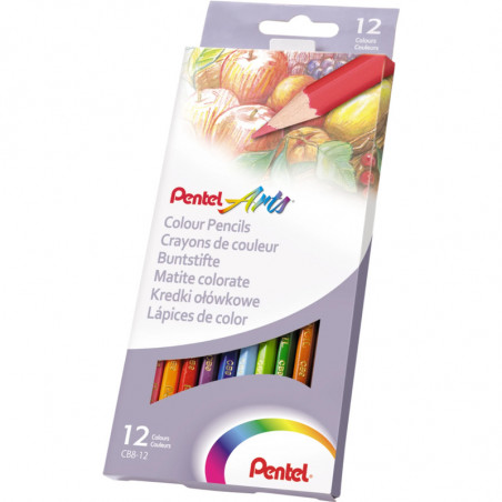 KREDKI OŁÓWKOWE PENTEL 12 KOLORÓW