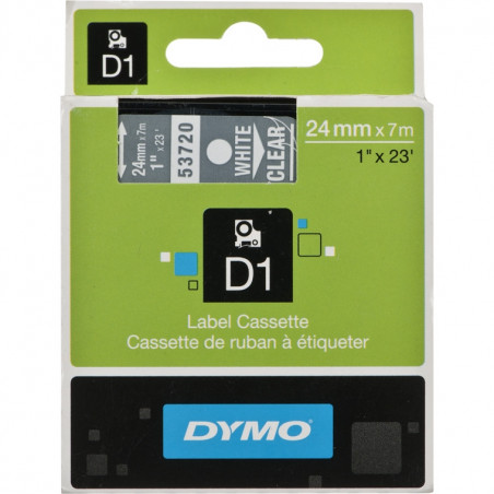 TAŚMA DYMO D1 24mm*7m PRZEZROCZYSTA (BIAŁY TEKST)