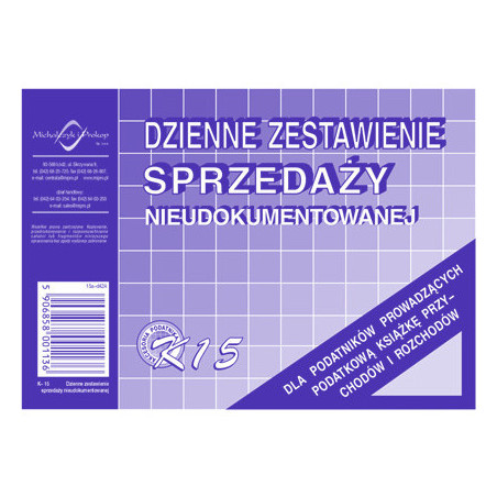 DZIENNE ZESTAWIENIE SPRZEDAŻY KSIĘGOWO NIEUDOKUMENTOWANEJ
