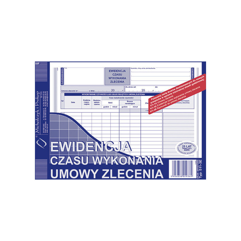 EWIDENCJA CZASU WYKONANIA UMOWY ZLECENIA