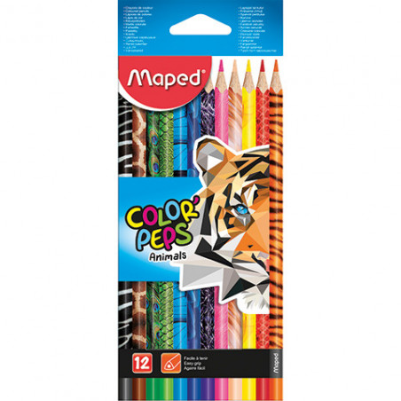 KREDKI OŁÓWKOWE MAPED COLOR'PEPS ANIMALS 12 KOLORÓW