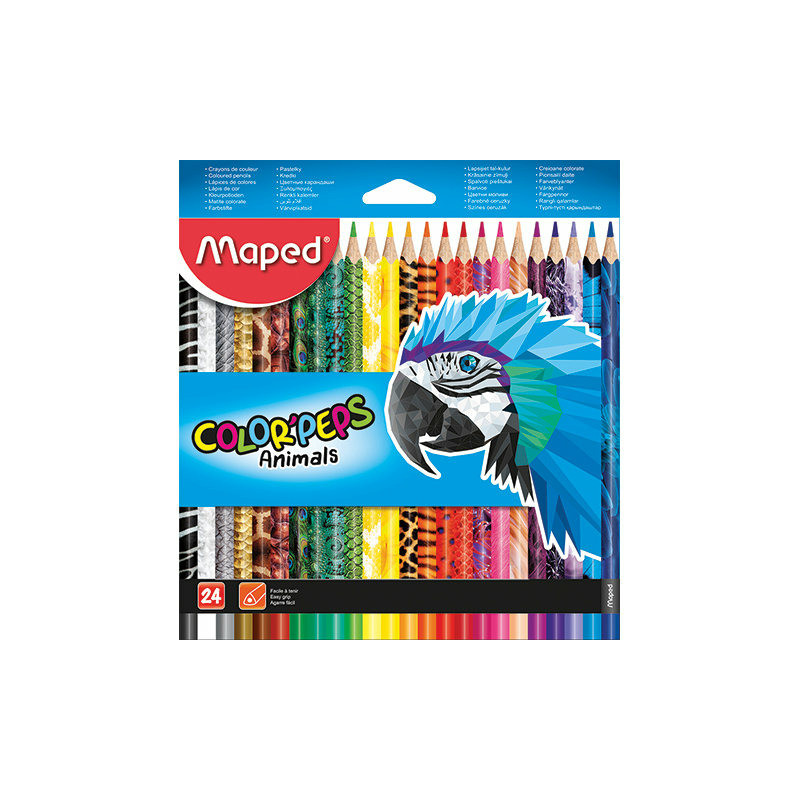 KREDKI OŁÓWKOWE MAPED COLOR'PEPS ANIMALS 24 KOLORY