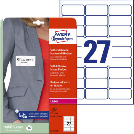 IDENTYFIKATORY SAMOPRZYLEPNE AVERY A4 63.5x29.6mm BIAŁE (27x20)