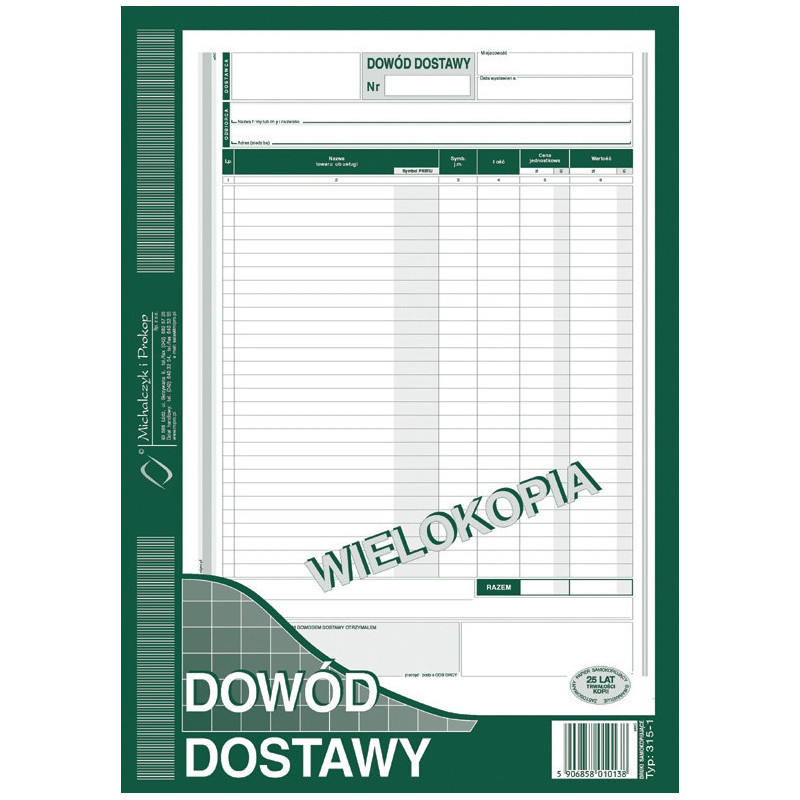 Dowód dostawy A4