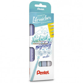 Zestaw do liternictwa Pentel Brush Sign Pen "Niebieskie migdały"