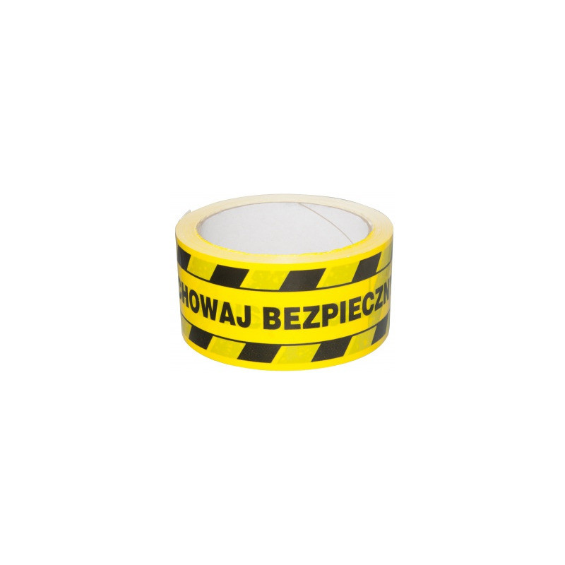 Taśma ostrzegawcza Office Products 50mm/50m "zachowaj bezpieczny odstęp" żółto-czarna
