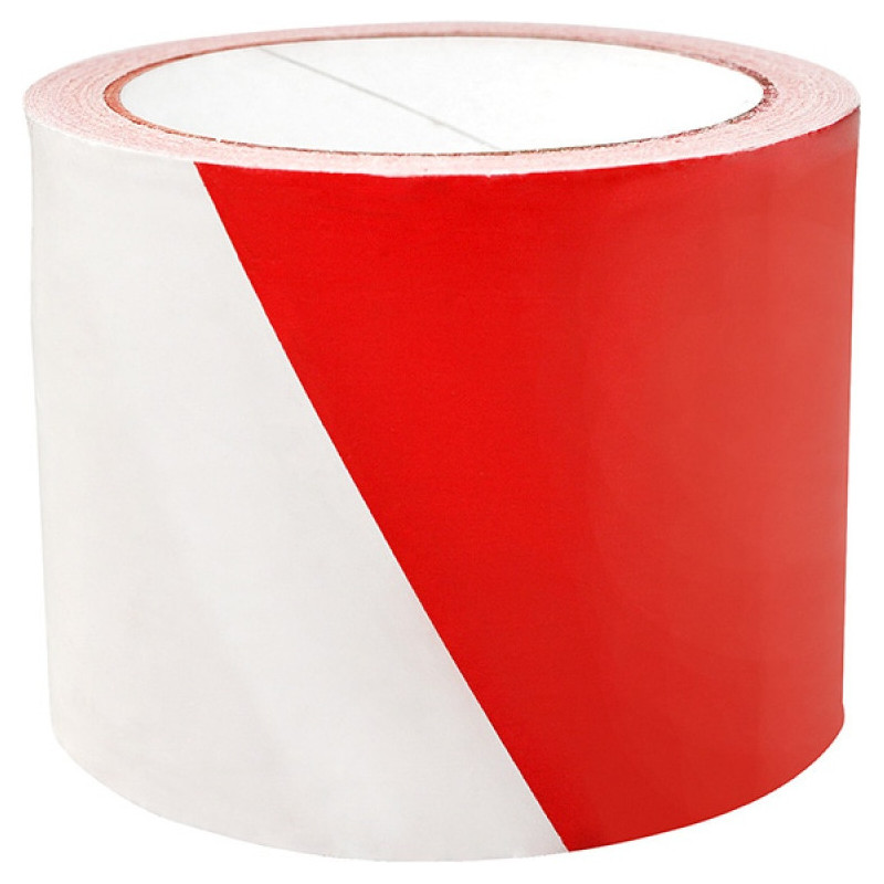 Taśma ostrzegawcza 75mm/100m biało-czerwona