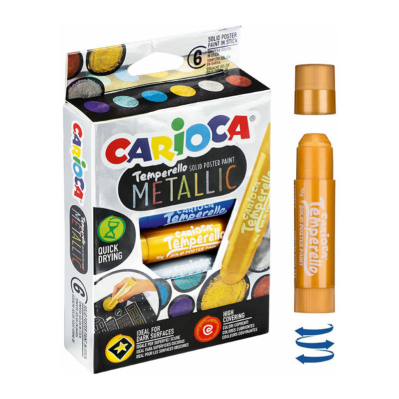 Farby w sztyfcie Carioca Tamparello Metallic 6 kol