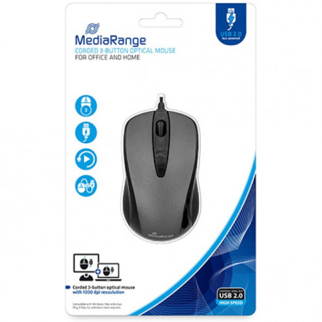 Mysz MediaRange MROS201 czarno-szara