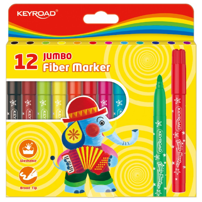 Flamastry Keyroad Fiber Marker Jumbo 12 kolorów