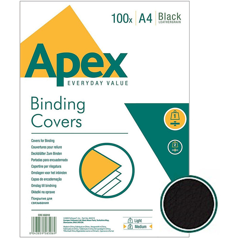 OKŁADKI DO BINDOWNICY APEX A4 SKÓROPODOBNE CZARNE (100)