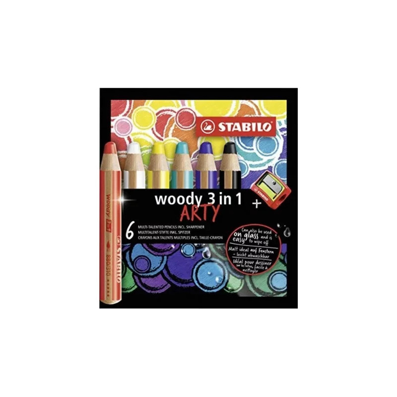 Kredki Stabilo Woody Arty 3in1 (+temperówka) 6 kolorów
