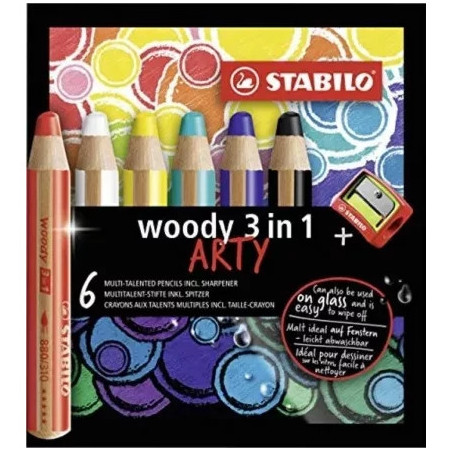 Kredki Stabilo Woody Arty 3in1 (+temperówka) 6 kolorów