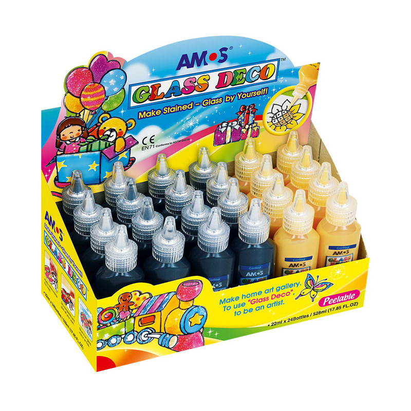 Farby witrażowe Amos Glass Deco 22ml złota i czarna (8+16)