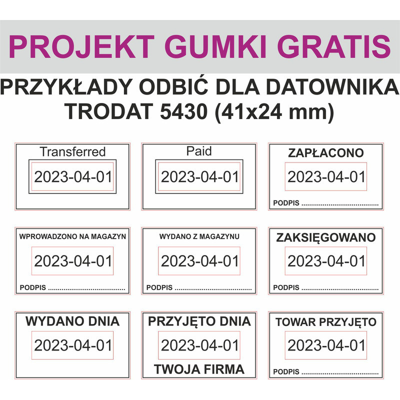 DATOWNIK TRODAT 5430 ISO 4 MM 41X24 MM WKŁADKA MIX