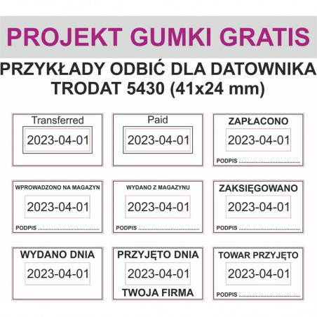 DATOWNIK TRODAT 5430 ISO 4 MM 41X24 MM WKŁADKA MIX