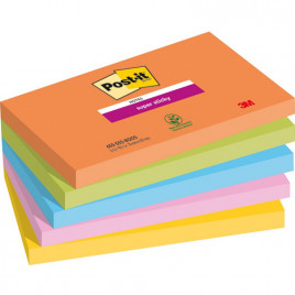 Karteczki Post-it Super Sticky 76x127mm (655-5SS-BOOS) mix kolorów (5x