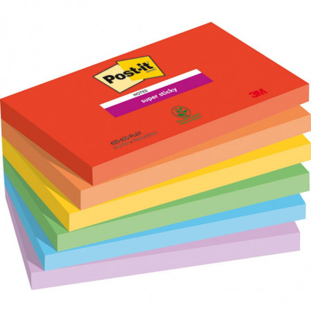 Karteczki Post-it Super Sticky 76x127mm (655-6SS-PLAY) mix kolorów (6x