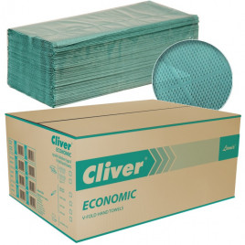 Ręczniki składane Cliver Economic V-Fold 1w makulatura zielone (20x200