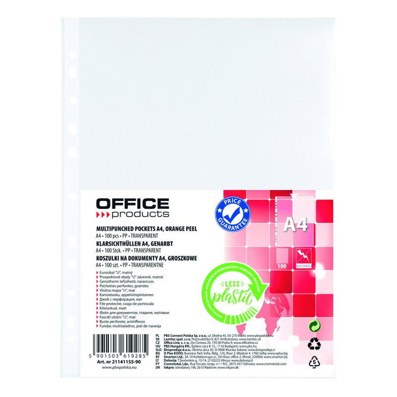 Koszulki Office Products A4/35µm groszkowe (100)