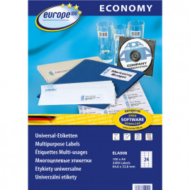 Etykiety Europe100 A4 64.6x33.8mm białe (100)