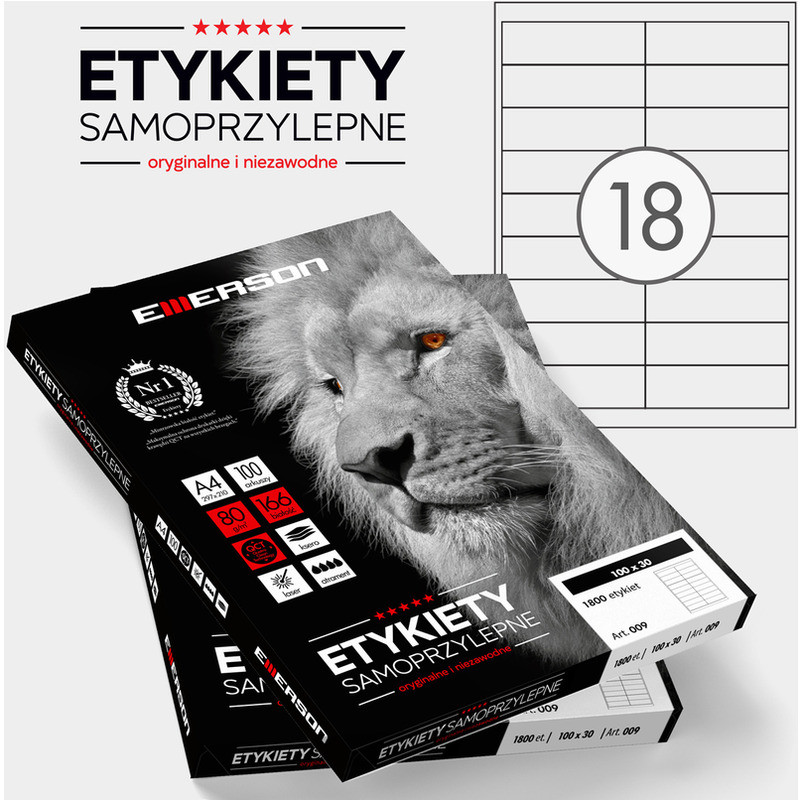 Etykiety Emerson A4 100x30mm białe (100)